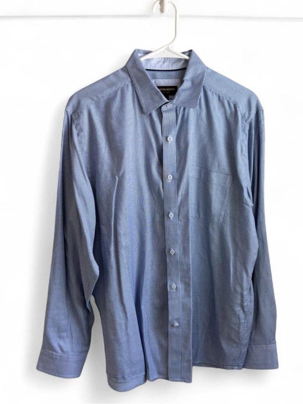 Johnston & Murphy Blue Micro Geometric Long Sleeve Button Up Shirt